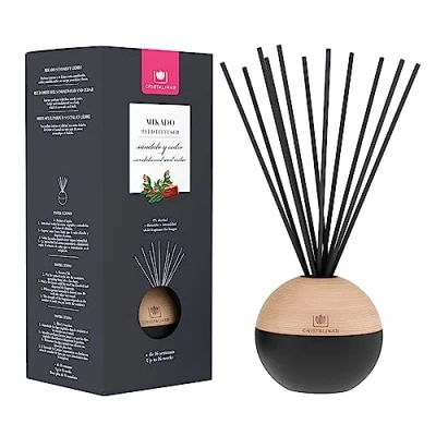 Afbeelding van CRISTALINAS Mikado Sphere Premium luchtverfrisser zonder alcohol, houdt +16 weken, 180 ml, geur: sandelhout en cederhout