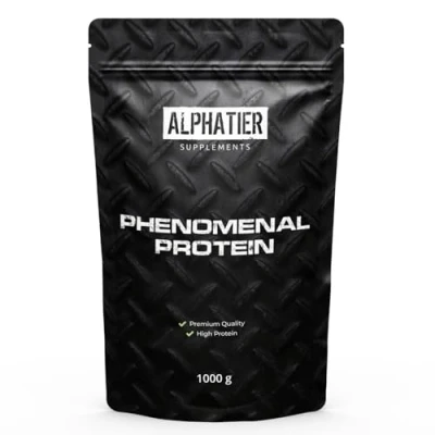 Afbeelding van Eiwitpoeder Vegan Strawberry 1000g Eiwit Alphatier Fenomenaal Aardbei Soja Isolaat met Aminozuren Glutenvrij + Lactosevrij