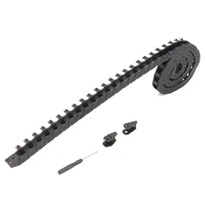 Afbeelding van Zeberoxyz 10 x 11 mm sleepketting lengte 1 meter open type zwarte plastic kabeldrager R18 met kit eindconnectoren voor 3D printer bedrading CNC machines (10 mm)