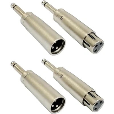 Afbeelding van Young Wolf 4 Stks 3 Pin XLR naar 1/4 Microfoon Audio Adapters Socket 6.35mm Mannelijke Jack Mono Plug Conversie Connector Set