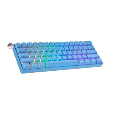 Afbeelding van Geeky GK61 SE 60% Mechanisch Gaming Toetsenbord 61 Toetsen Multi Kleur RGB LED Achtergrondverlichting voor PC/Mac Gamer ANSI US Amerikaanse Indeling (Blauw, Mechanical Blue)