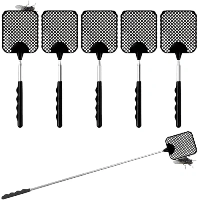 Afbeelding van MAEXUS vliegenmepper, uittrekbaar, telescopische stabiele om vliegen, wespen, muggen en insecten af te weren, 5 stuks, 26 73 cm, zwart