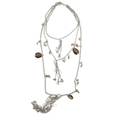 Afbeelding van Behave ketting Dames lange meer lagen zilver kleur schelpen hangers 40 cm