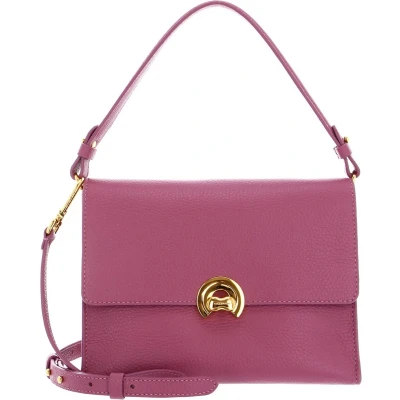 Afbeelding van Coccinelle Leren Schoudertas Binxie Handbag Grained Leather Pulp Pink Paars