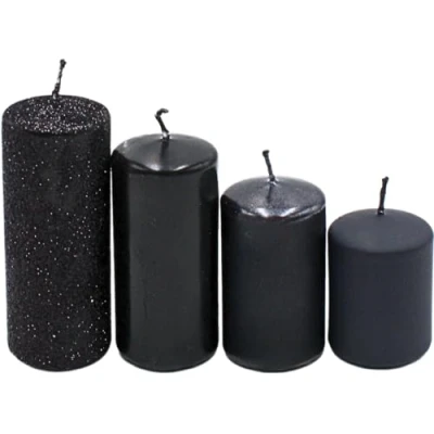 Afbeelding van Getrapte stompkaarsen, adventskransen, in zwart, 4 maten h 5 10 cm, Ø elk 250 g, brandduur x