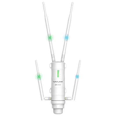 Afbeelding van Bibande 2,4 + 5 GHz 1200 Mbps WLAN extender voor buiten, toegangspunt (AP), repeater, Wavlink AC1200 wifi versterker, router, brug met 4 versterkers en passieve PoE (WN572HG3)