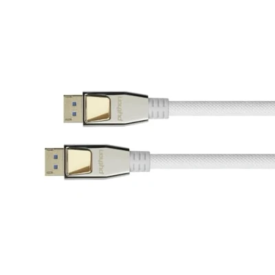 Afbeelding van Python PREMIUM DisplayPort 2.0 kabel 3 m 54 Gbit/s, UHBR 13,5 4K @240Hz / 8K @60Hz kopergeleider nylon gevlochten wit