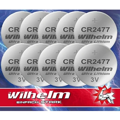 Afbeelding van 10 x CR2477 CR 2477 WILHELM Lithium knoopcel 3V 1070 mAh ø24 7,7 mm Batterij DL2477