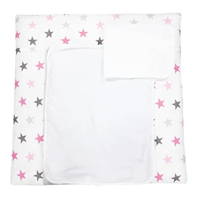 Afbeelding van TupTam Baby Aankleedkussen incl. 2 Badstof Hoezen MAR02579, Sterren Roze/Grijs, 76 x cm