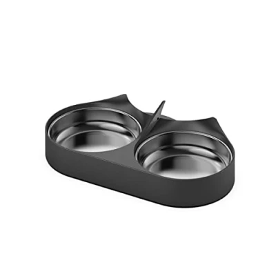 Afbeelding van PETLIBRO PLAF005, PLAF006, PLAF103 Huisdiervoeding, splitter met roestvrijstalen bakken, automatische voerdispenser voor twee katten of honden, voerdispenser, zwart