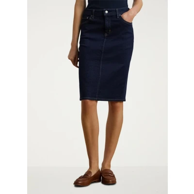 Afbeelding van Ralph Lauren dames Midi rok van chambray in de kleur Blauw, maat: XXXL = 14 label