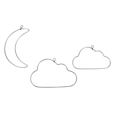 Afbeelding van Rayher 24126000 draad halve maan + wolken, gesorteerd. 10 12cm, SB Btl 3 stuks, zilver, normaal