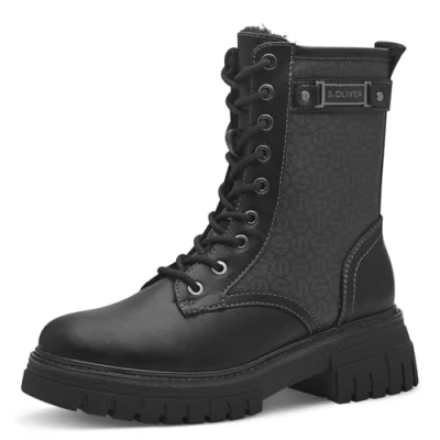Afbeelding van s.Oliver Veganistische winterlaarzen voor dames, met veters, gevoerd, Black Com., 37 EU