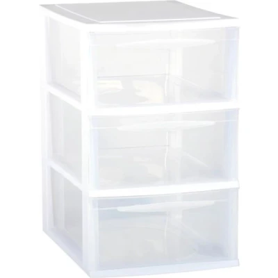 Afbeelding van Ladenkast/bureau organizer wit stapelbaar A4 met 3x lades L25 x B36 H27 cm Ladeblok