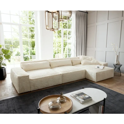 Afbeelding van Hoekbank Sirpio XL 370x170 cm Pluche Koord Beige Recamiere Variabel