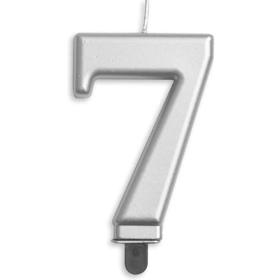 Afbeelding van Kaars 7 jaar Zilver Metallic 8cm