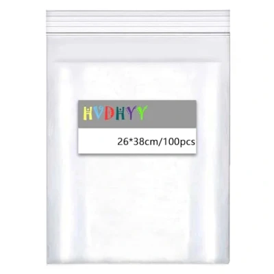 Afbeelding van HVDHYY 260mm x 380mm transparant herbruikbaar met ritssluiting 100 stuks grote transparante 160 µm verdikking zak voor kleding
