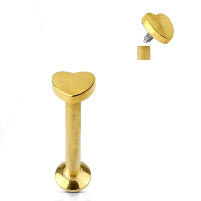 Afbeelding van Piercing plat hartje goud kleurig 8 mm