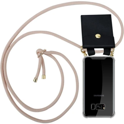 Afbeelding van Cadorabo Hoesje geschikt voor Samsung Galaxy S8 in PEARLY ROSE GOUD Silicone Mobiele telefoon ketting beschermhoes met gouden ringen, koordriem en afneembare etui