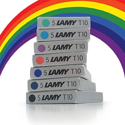 Afbeelding van Lamy T10 vulpen, inktpatronen, navulverpakking voor alle 1 verpakking van elke kleur, 7 stuks, 35 patronen, meerkleurig