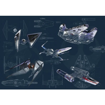 Afbeelding van Komar Vliesbehang Star Wars Blueprint dark 400x280 cm (breedte x hoogte) (set)