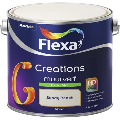 Afbeelding van flexa creations muurverf extra mat 3016 sandy beach 2.5 ltr