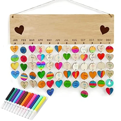 Afbeelding van Houten kalender, herinnering, eeuwigdurende doe het zelf, jubileumkalender, geschenken van hout, verjaardagskalender, festival, kalender bord, decoratieve hangers voor familie