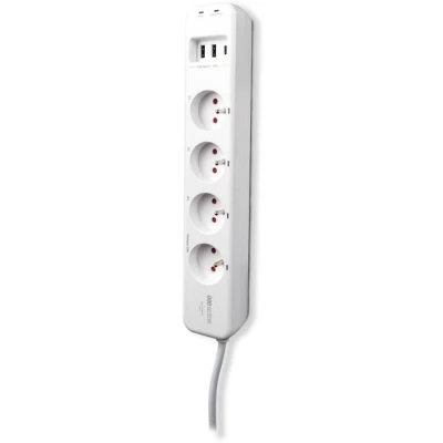 Afbeelding van SCS Sentinel SmartPlug Strip verlengkabel met 1,50 m lange stroomkabel, 4 stopcontacten continubedrijf, waarvan 3 bestuurbaar, besturing via de stem