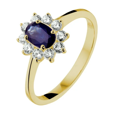 Afbeelding van Geelgouden Ring saffier en zirkonia 4015606 16.50 mm (52)