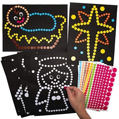 Afbeelding van Baker Ross AX553 Kerstmissticker Art voor kinderen Pack van 8 Dotty Picture Kits om te versieren en personaliseren feestelijke kunstprojecten kerstavond activiteiten