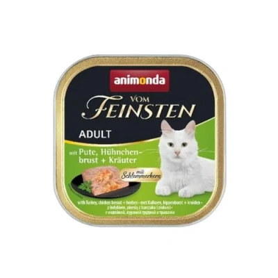 Afbeelding van Animonda Vom Feinsten Adult Kattenvoer, Nat Voer Voor Volwassen Katten, Met Poeder, Kippenborst + Kruiden, 32 X 100 G