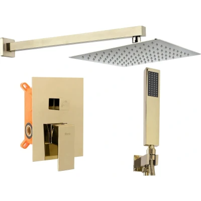 Afbeelding van REA Fenix Douchemengkraan Inbouw Regendouche 25 cm Glans Goud