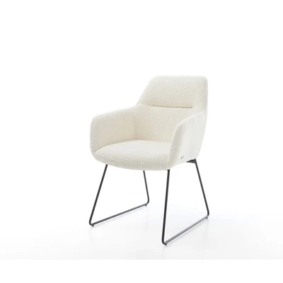 Afbeelding van Armleunstoel Pejo Flex slipframe zwart bouclé wit