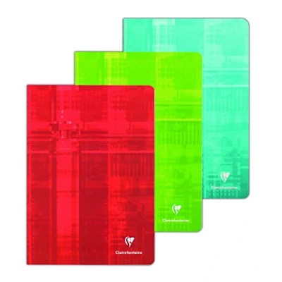 Afbeelding van Clairefontaine 631662AMZC Set van 3 Gehechte Schriften A4 21x29,7 cm 96 Pagina&#039;s met Kleine Vierkante Ruitjes Wit Papier 90 g Kartonnen Covers in Willekeurige Kleuren