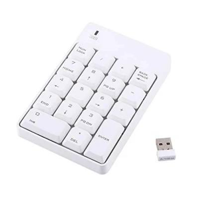 Afbeelding van Numeriek Toetsenbord 2,4 GHz Draadloos USB Numpad Nummer 18 Toetsen voor Windows, Computer, Desktop, PC, Notebook(Wit)