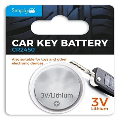 Afbeelding van Simply Auto SB CR2450 Langdurige 3V Lithium Coin Cell Autosleutel Batterij ideaal voor autosleutelhangers, horloges, rekenmachines en klein speelgoed 1x Blister Pack