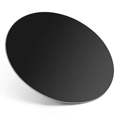 Afbeelding van TERRATUTOR Aluminium metalen muismat met antislip rubberen basis en micro zandstralen legering oppervlak voor snelle nauwkeurige controle Zwart rond