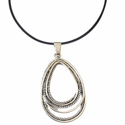 Afbeelding van Ketting zilverkleur hanger verstelbaar zwart suede Charme Bijoux