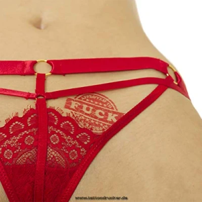 Afbeelding van 2 x TOT FUCK stempel badge in rood Sexy Kinky Fetish tijdelijke tattoo (2)