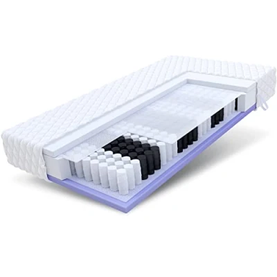 Afbeelding van FDM Kepler Pocketveringmatras, 80 x 200 cm, 7 zones matras, hoogte 20 puntelasticiteit, hardheidsgraad H3/H4, polyurethaanschuim, matrashoes jersey