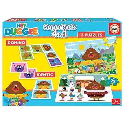 Afbeelding van Educa Hey Duggee Superpack, incl. Domino, Identic en 2 puzzels, Boksen vol plezier educatie, bordspel voor kinderen vanaf 3 jaar, meerdere speelmogelijkheden (19395)