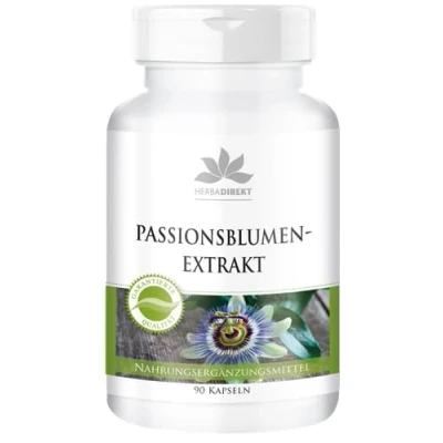 Afbeelding van Passiebloemextractcapsules veganistisch hoge dosering Passiflora incarnata 90 capsules HERBADIREKT by Warnke Vitalstoffe Duitse apothekerskwalitei