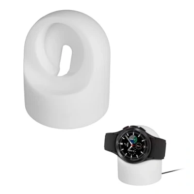 Afbeelding van kwmobile Horloge standaard geschikt voor Samsung Galaxy Watch 4 / Classic 3 Active 2 Laadstation Oplaad houder Lichtgewicht siliconen in wit