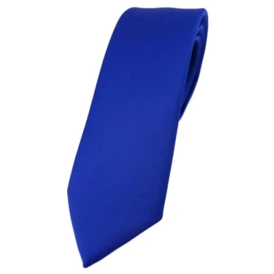 Afbeelding van TigerTie Smalle designer stropdas in effen kleur stropdasbreedte 5,5 cm, donker koningsblauw, Krawattengröße: ca. Länge 150 Breite cm