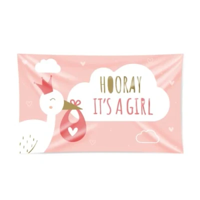 Afbeelding van Gevelvlag Hooray it&#039;s a girl XXL 150x90cm