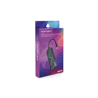Afbeelding van NANOCABLE 10.16.0801 USB C 8 in 1 adapter naar 3 A 3.0 PD 100 W, HDMI 1.4 4K 30 Hz, RJ45 1000 Mbit/s, met LED verlichting, kleur zwart
