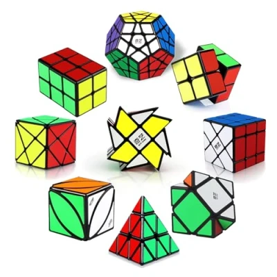 Afbeelding van ROXENDA Magische Kubus, [Pak Van 10] Speed ​​Cube Set 2x2x2 3x3x3 2x2x3 Skew Axis Windmill Fisher Dodecaëder Piramide Ivy Cube Smooth Puzzle Collection