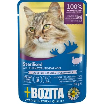 Afbeelding van 12x 85g Bozita Hapjes in Gelei Gesteriliseerd Kalkoen natvoer voor katten