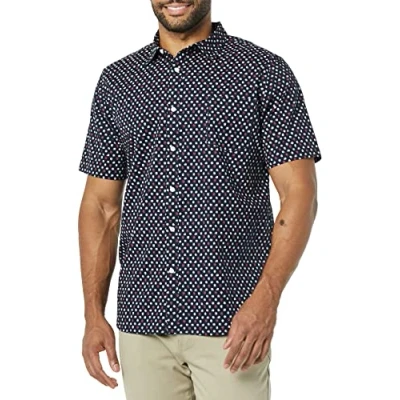 Afbeelding van Amazon Essentials Heren Slim Fit Poplin Shirt met korte mouwen, Navy Roses, X Large