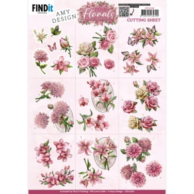 Afbeelding van Cutting Sheets Amy Design Pink Florals Mini